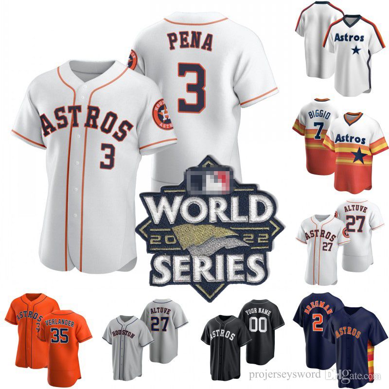 

Houston Jeremy Pena Astros 2022 World Series Jersey Justin Verlander Jose Altuve Alex Bregman Yuli Gurriel Yordan Alvarez Luis Garcia Kyle T, Mens cool base orange