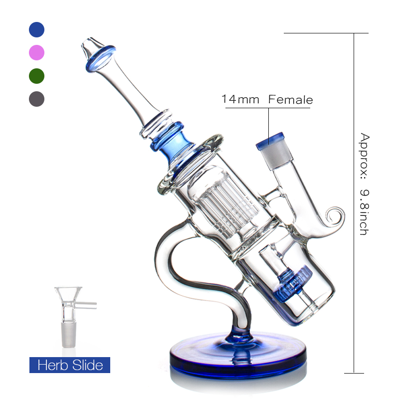 2026 New 9.8 Inch Recycler Rigs Ash Catcher Thick Bong Pipes Bongs Bubbler Smoking Accessory With 14Mm Glass Bowl H3594 Free Shipping