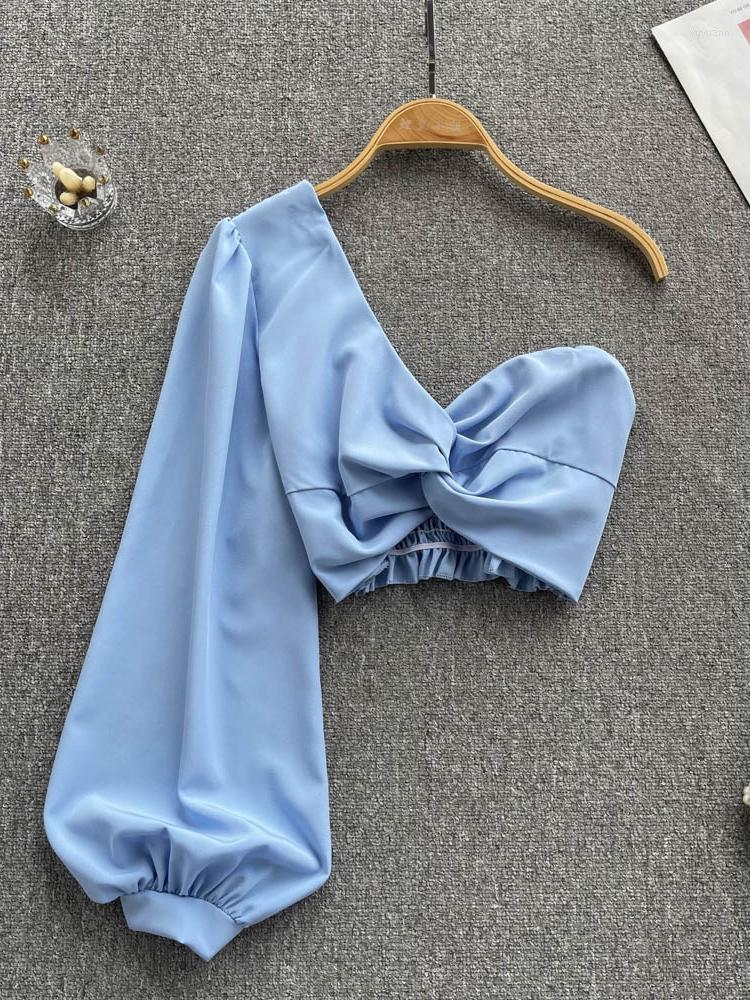 Women's Blouses Women Summer Sloping Shoulder One-shoulder Short Girl Niche Design Off-the-shoulder Blouse Tops Female D0896, Green
Women's Blouses Women Summer Sloping Shoulder One-shoulder Short Girl Niche Design Off-the-shoulder Blouse Tops Female D0896, Green