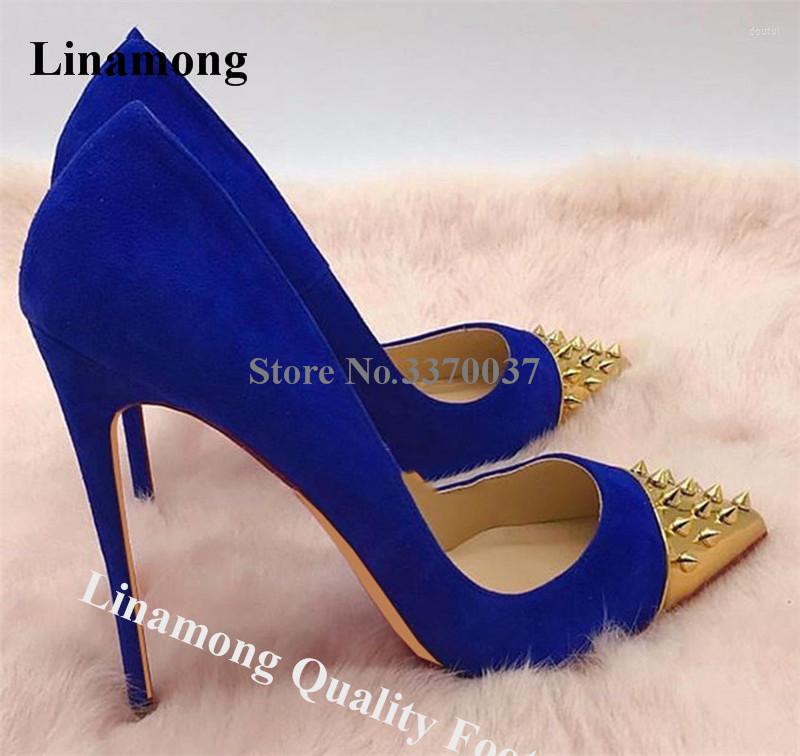 Dress Shoes Linamong Brand Gold Rivet Pointed Toe Stiletto Heel Pumps Blue Rose Pink Suede Leather Tip Spike High Heels Formal, 8cm heels
Dress Shoes Linamong Brand Gold Rivet Pointed Toe Stiletto Heel Pumps Blue Rose Pink Suede Leather Tip Spike High Heels Formal, 8cm heels