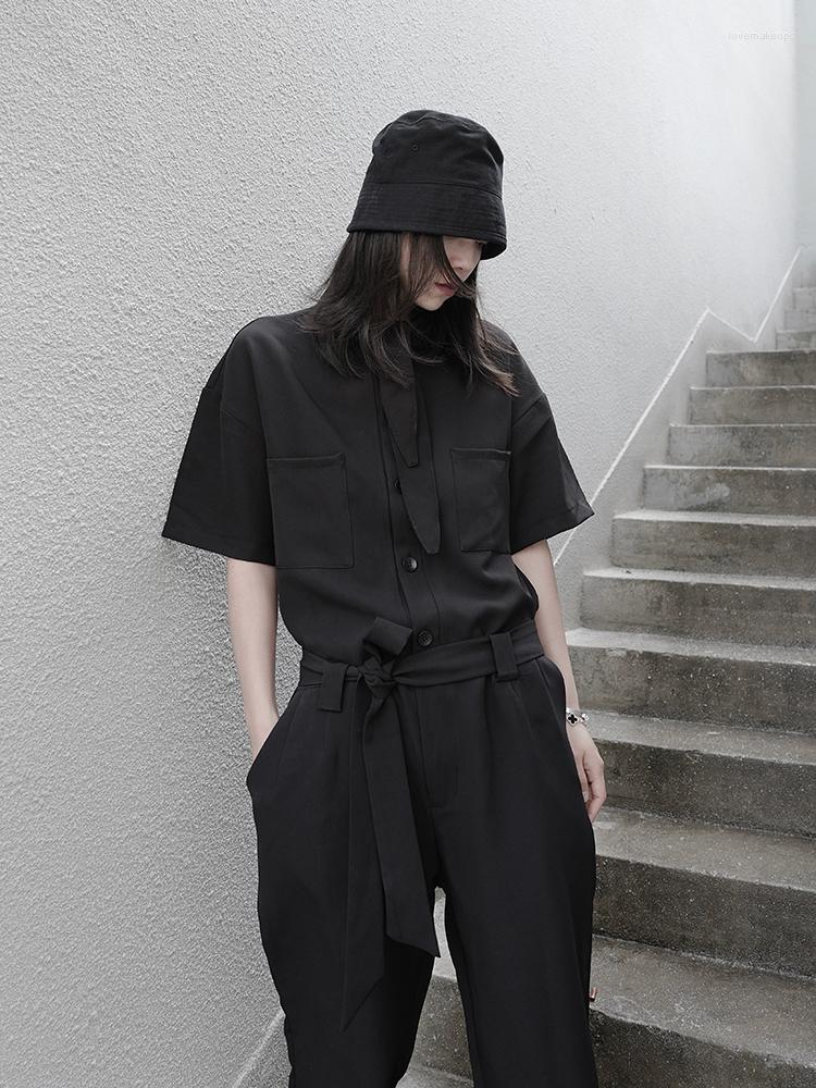 Women' Jumpsuits Home-made Yamamoto-style Dark Gothic Short-sleeved Leotard Laid-back Fashion Designer Jumpsuit Women, Black
Women' Jumpsuits Home-made Yamamoto-style Dark Gothic Short-sleeved Leotard Laid-back Fashion Designer Jumpsuit Women, Black