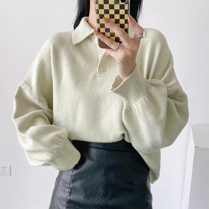 Women's Sweaters POLO Turn-down Collar Ladies Sweater Knitted Lantern Sleeve Button Loose Jumper Female 2022 Autumn Warm Solid Casual Lady, Blue
Women's Sweaters POLO Turn-down Collar Ladies Sweater Knitted Lantern Sleeve Button Loose Jumper Female 2022 Autumn Warm Solid Casual Lady, Blue