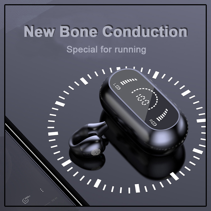 Headphones New Bone Conduction Bluetooth 5.2 Earclip Earrings Wireless Sports Ear Strap with Microphone