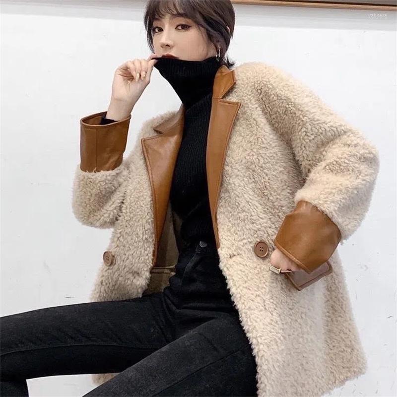 Women' Fur 2022 Lamb And All-in-One Women' Mid-Length Imitation Sheep Shearing Suit Collar Autumn Winter Jacket M372, Brown
Women' Fur 2022 Lamb And All-in-One Women' Mid-Length Imitation Sheep Shearing Suit Collar Autumn Winter Jacket M372, Brown