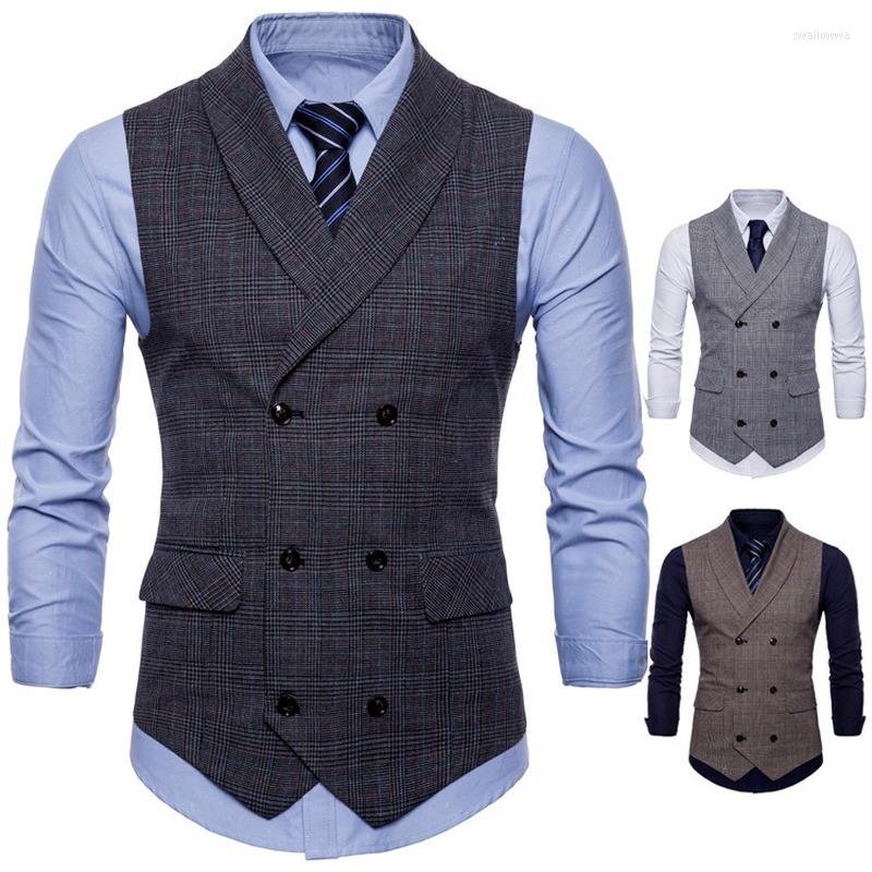 Men's Vests Men's Business Plaid Suit Vest Slim Fit Fashion Double Breasted, Dark brown
Men's Vests Men's Business Plaid Suit Vest Slim Fit Fashion Double Breasted, Dark brown
