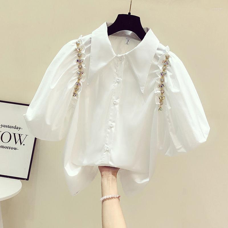 Women's Trench Coats French Retro White Women's Shirt Pure Cotton Diamond Fashion Puff Sleeves Jacket Short Sleeve Summer Coat Top
Women's Trench Coats French Retro White Women's Shirt Pure Cotton Diamond Fashion Puff Sleeves Jacket Short Sleeve Summer Coat Top