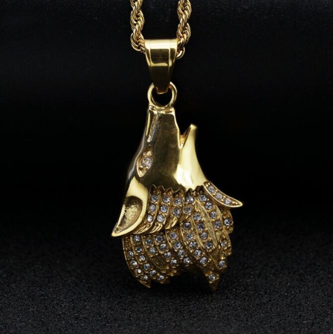 Hip Hop Necklaces Bling Iced Out Rhinestone Gold Silver Color Stainless Steel Wolf Head Pendants Necklace for Men Rapper Jewelry Gift
Hip Hop Necklaces Bling Iced Out Rhinestone Gold Silver Color Stainless Steel Wolf Head Pendants Necklace for Men Rapper Jewelry Gift