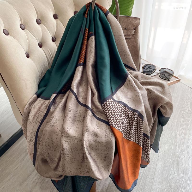 Scarves 2022 Korea Silk Shawls Lady Geometric Color Matching Scarf 90 180cm Female Air Conditioner Women Shawl Beach Towel
Scarves 2022 Korea Silk Shawls Lady Geometric Color Matching Scarf 90 180cm Female Air Conditioner Women Shawl Beach Towel