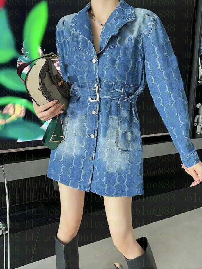 Designer Women's Jacket Denim Letter Embroidery Print Suit Coat Hip Waist Long Conveyor Belt, Customize
Designer Women's Jacket Denim Letter Embroidery Print Suit Coat Hip Waist Long Conveyor Belt, Customize