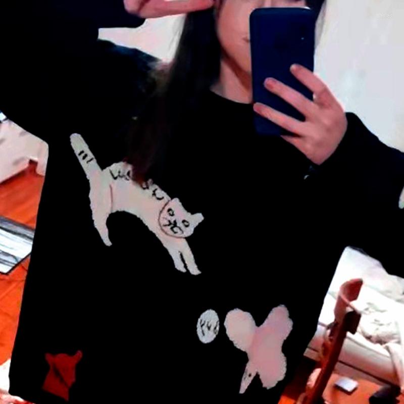 Women's Sweaters Cartoon Print Women's Sweater Knitted O-neck Long Sleeve Pullovers Female 2022 Autumn Black Loose Ladies Top Women
Women's Sweaters Cartoon Print Women's Sweater Knitted O-neck Long Sleeve Pullovers Female 2022 Autumn Black Loose Ladies Top Women