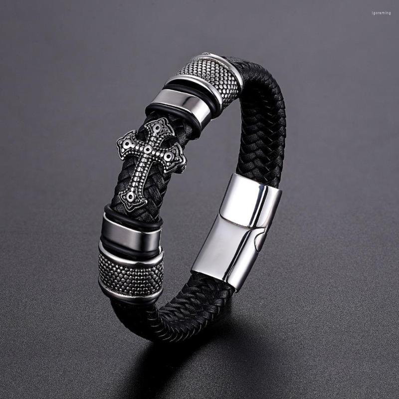 Link Bracelets Woven Leather Rope Wrap Special Style Classic Stainless Steel Men Bracelet Cross Design DIY Customization Year Gift
Link Bracelets Woven Leather Rope Wrap Special Style Classic Stainless Steel Men Bracelet Cross Design DIY Customization Year Gift