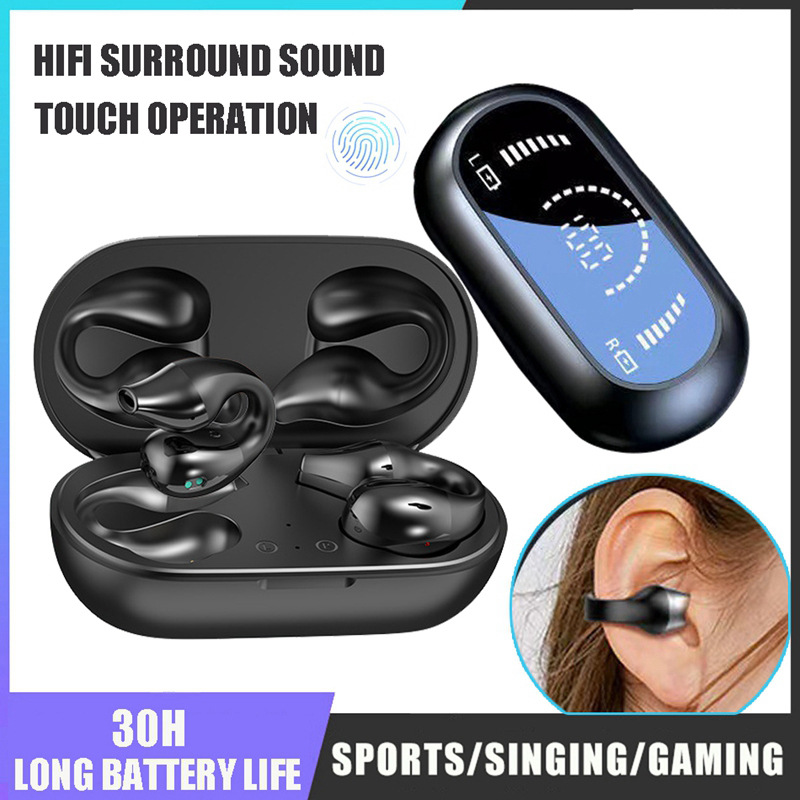 Headphones New Bone Conduction Bluetooth 5.2 Earclip Earrings Wireless Sports Ear Strap with Microphone