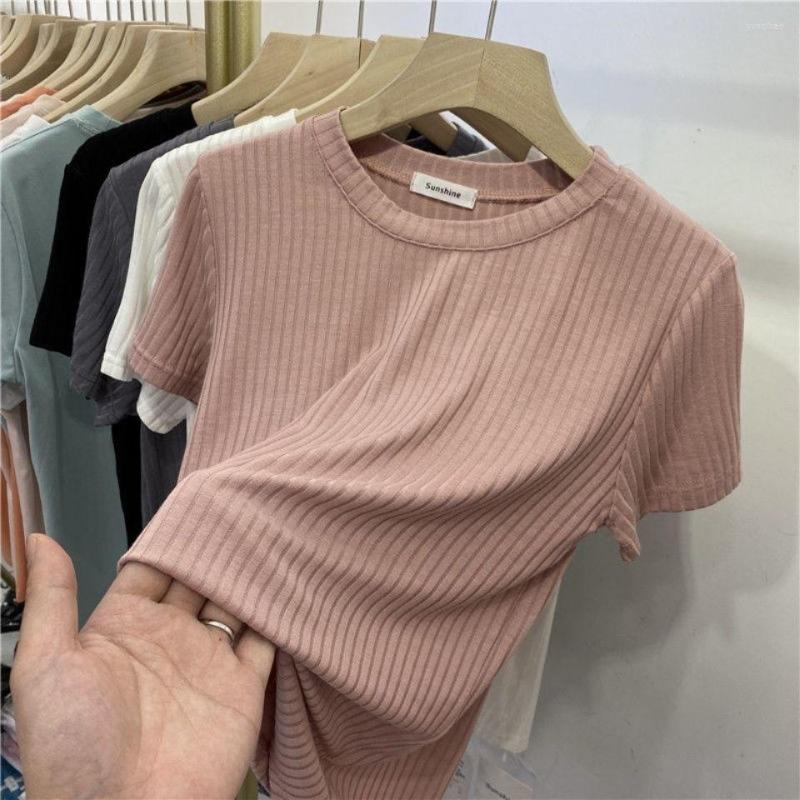 Women's T Shirts Solid Color T-pit Strip Round Neck Short-sleeved T-shirt Top Women's 2022 Summer Korean Version Slimming Bottoming, White
Women's T Shirts Solid Color T-pit Strip Round Neck Short-sleeved T-shirt Top Women's 2022 Summer Korean Version Slimming Bottoming, White