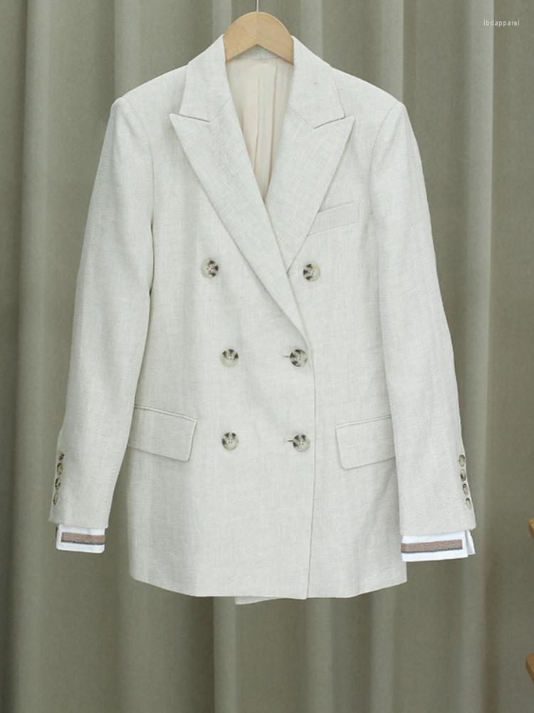 Women's Suits 2022 Autumn And Winter Solid Color Double-breasted Linen Stitching Bead Chain Cuffs Women Casual Suit Jacket Coat, Beige
Women's Suits 2022 Autumn And Winter Solid Color Double-breasted Linen Stitching Bead Chain Cuffs Women Casual Suit Jacket Coat, Beige