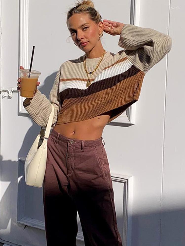 Women' Sweaters Striped Panel Ladies Sweater Ribbed Lazy O-Neck Pullover Long Sleeve Women' 2022 Autumn Winter Loose All-match Top, Brown
Women' Sweaters Striped Panel Ladies Sweater Ribbed Lazy O-Neck Pullover Long Sleeve Women' 2022 Autumn Winter Loose All-match Top, Brown