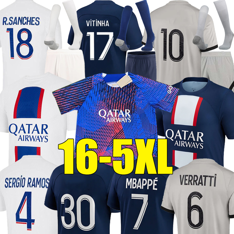 4XL 5XL MBAPPE HAKIMI soccer jerseys PLAYER #30 SERGIO RAMOS 22/23 SANCHES Maillots de football 2022 2023 MARQUINHOS VERRATTI pSGS men kids Kits sock Full sets ICARDI, 22-23 third
4XL 5XL MBAPPE HAKIMI soccer jerseys PLAYER #30 SERGIO RAMOS 22/23 SANCHES Maillots de football 2022 2023 MARQUINHOS VERRATTI pSGS men kids Kits sock Full sets ICARDI, 22-23 third