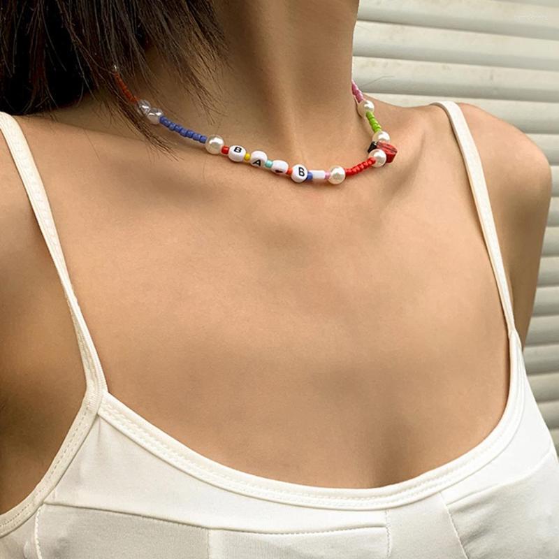 Choker Korean Ethnic Imitation Pearl Letters Necklace For Women Sweet Girls Colorful Beads Bohemian Femme Jewelry
Choker Korean Ethnic Imitation Pearl Letters Necklace For Women Sweet Girls Colorful Beads Bohemian Femme Jewelry