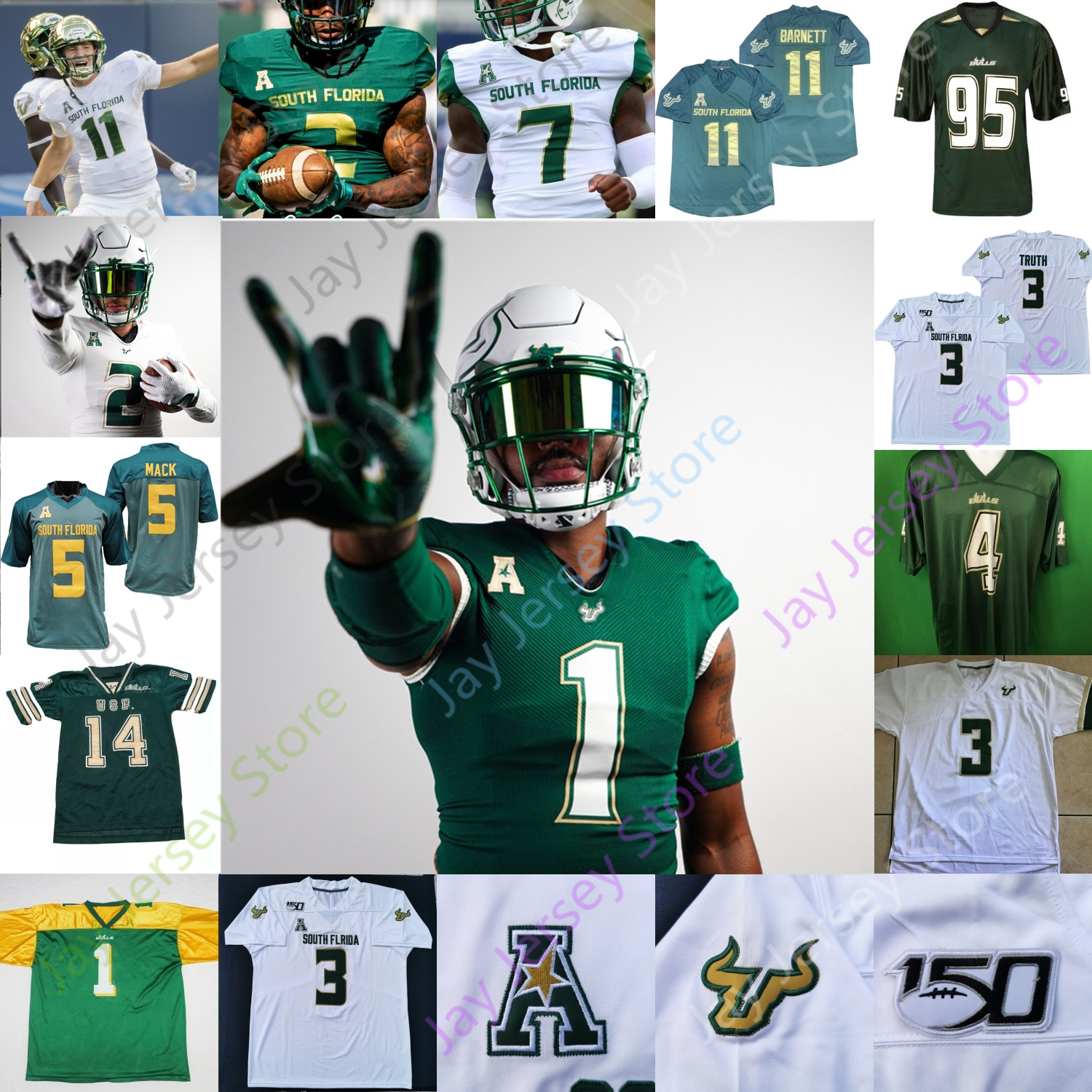 USF South Florida Football Jersey NCAA College Jason Pierre-Paul Timmy McClain Cade Fortin Jaren Mangham Darrian Felix Xavier Weaver Brinkman Hill Grier