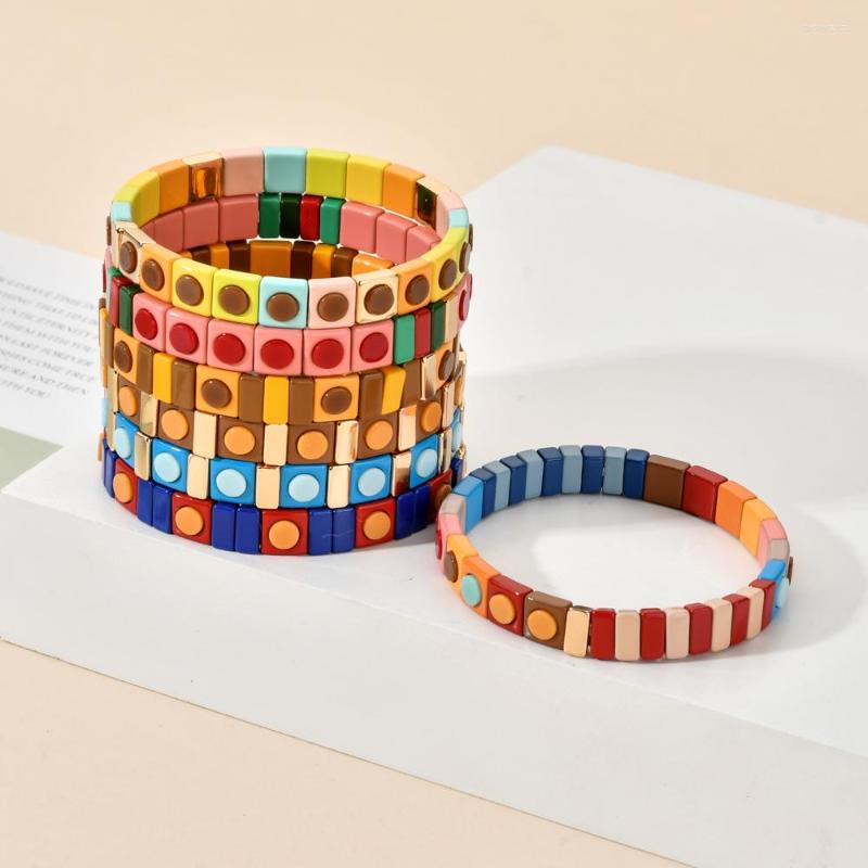 Charm Bracelets Boho Tile Stretch Cuff For Women Rainbow Jewelry Bangles Dark Color System Designer Bangle Enamel Bracelet Gift
Charm Bracelets Boho Tile Stretch Cuff For Women Rainbow Jewelry Bangles Dark Color System Designer Bangle Enamel Bracelet Gift