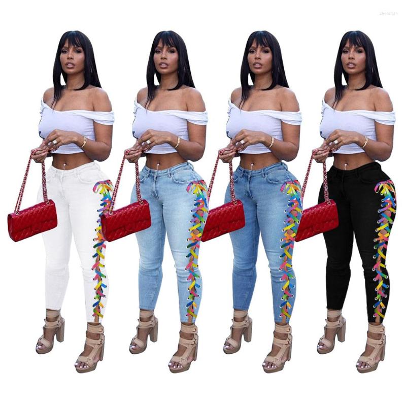 Women' Jeans Casual Women Bandage Pencil Button Zipper High Waist Drawstring Denim Pants Rave Party Club Streetwear Blue Trousers Mujer
Women' Jeans Casual Women Bandage Pencil Button Zipper High Waist Drawstring Denim Pants Rave Party Club Streetwear Blue Trousers Mujer