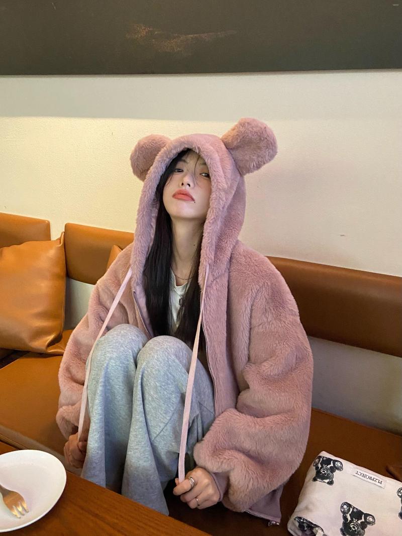 Women's Fur Women Faux Coat Autumn Winter Long Sleeve Soft Zip Up Jacket Korean Style Cardigan Cute Fashion Bear Ears Warm H Hoodies, White
Women's Fur Women Faux Coat Autumn Winter Long Sleeve Soft Zip Up Jacket Korean Style Cardigan Cute Fashion Bear Ears Warm H Hoodies, White