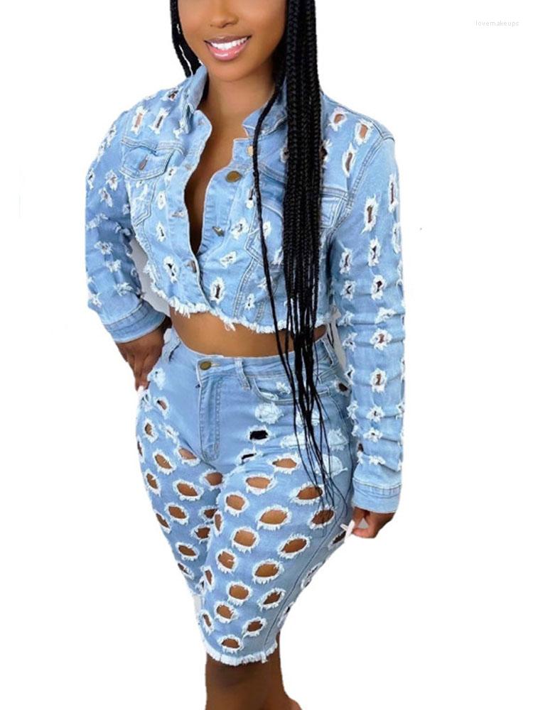 Women' Tracksuits Jeans Jumpsuit Women Rompers Bodycon Denim Long Sleeve With Hole Short Pants High Quality Set 2022 Africa, Picture shown
Women' Tracksuits Jeans Jumpsuit Women Rompers Bodycon Denim Long Sleeve With Hole Short Pants High Quality Set 2022 Africa, Picture shown