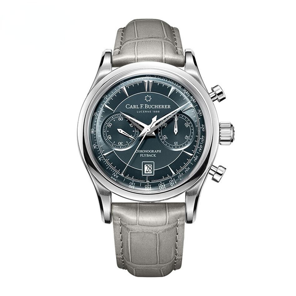 Carl F Watch bucherer dragon flyback chronograph grey blue dial top leather strap quartz male watch gift207P, Brown - black
Carl F Watch bucherer dragon flyback chronograph grey blue dial top leather strap quartz male watch gift207P, Brown - black