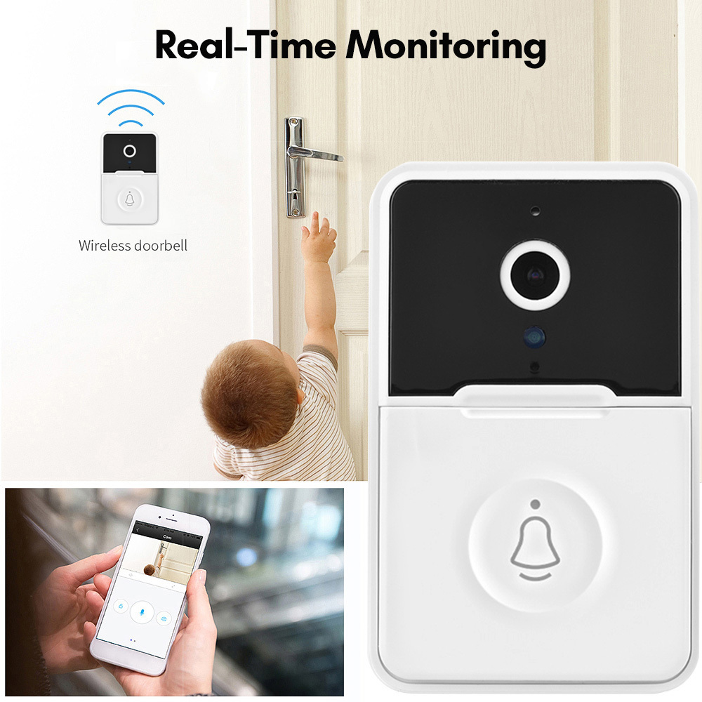 Wireless Video Doorbell Camera WiFi Outdoor HD Camera Security Door Bell Night Vision Intercom Voice Change For Smart Home Monitor Doorbells