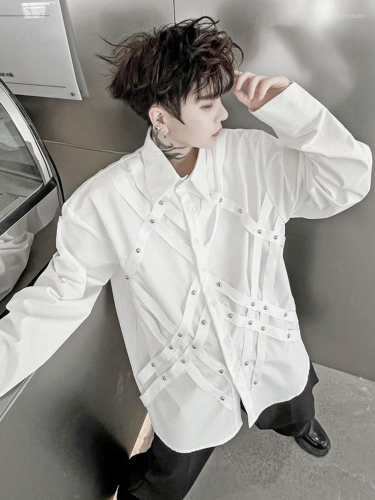 Men's Casual Shirts Autumn Men's Shirt 2023 Solid Color Ribbon Rivet Decoration Loose Turn-down Collar Long Sleeve Darkwear Male Tops, Black
Men's Casual Shirts Autumn Men's Shirt 2023 Solid Color Ribbon Rivet Decoration Loose Turn-down Collar Long Sleeve Darkwear Male Tops, Black