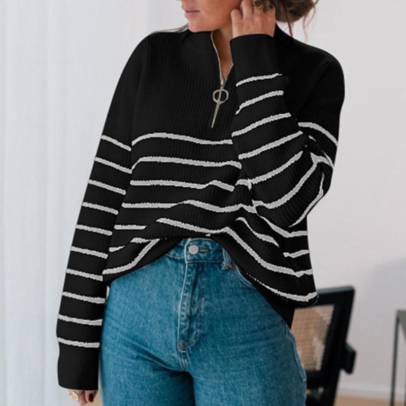 Women' Sweaters Autumn Zipper Pullovers Women' Elegant Round Neck Stripe Color Matching Loose Sweater Tops Female Casual Streetwear, White
Women' Sweaters Autumn Zipper Pullovers Women' Elegant Round Neck Stripe Color Matching Loose Sweater Tops Female Casual Streetwear, White