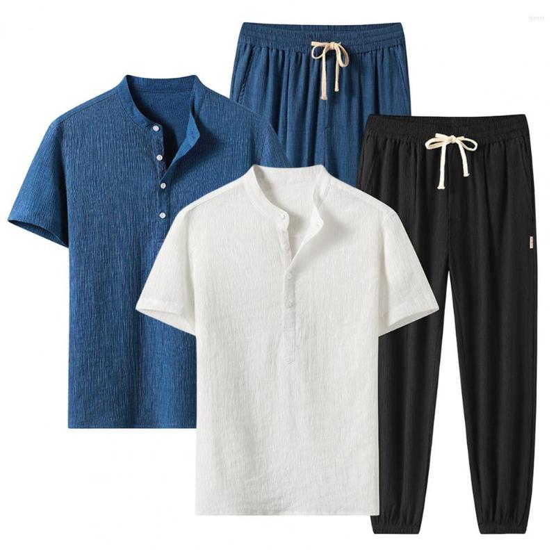 Men's Tracksuits 1 Set Cool Two Piece Solid Color Drawstring Breathable Buttons Neckline Top Lace-up Pants, Black
Men's Tracksuits 1 Set Cool Two Piece Solid Color Drawstring Breathable Buttons Neckline Top Lace-up Pants, Black