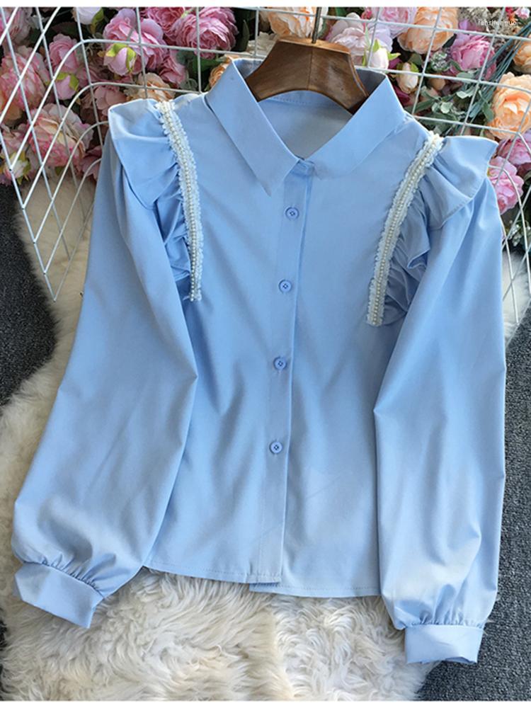Women's Blouses Women Autumn Winter Shirt Temperament Tender Single Breasted Button Sweet Solid Lace Sleeve Long Sleeved D2298, White
Women's Blouses Women Autumn Winter Shirt Temperament Tender Single Breasted Button Sweet Solid Lace Sleeve Long Sleeved D2298, White