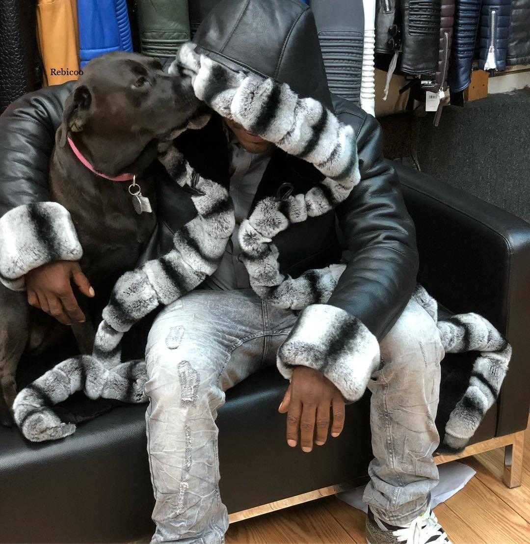 Men039s Fur Faux Fur Men039s Coat Faux Leather Fleece Fur Patchwork Long Hooded Jacket Imitation Leather Trench Coats Winter8827184