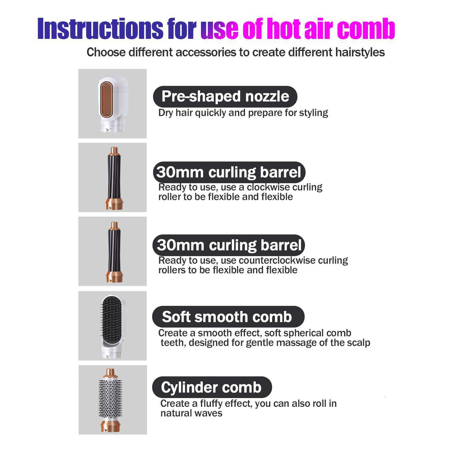 Hair Curlers Straighteners Dryer Brush 5 In 1 Blower Air Styler Comb One Step Electric Blowing Auto Curling Iron W221101