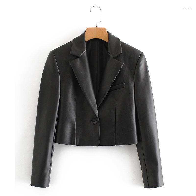 Women's Leather Trendy Spring Women Pu Faux Jacket Autumn Casual Female Lapel Short Coat Single Button Long Sleeve Black Outwear
Women's Leather Trendy Spring Women Pu Faux Jacket Autumn Casual Female Lapel Short Coat Single Button Long Sleeve Black Outwear