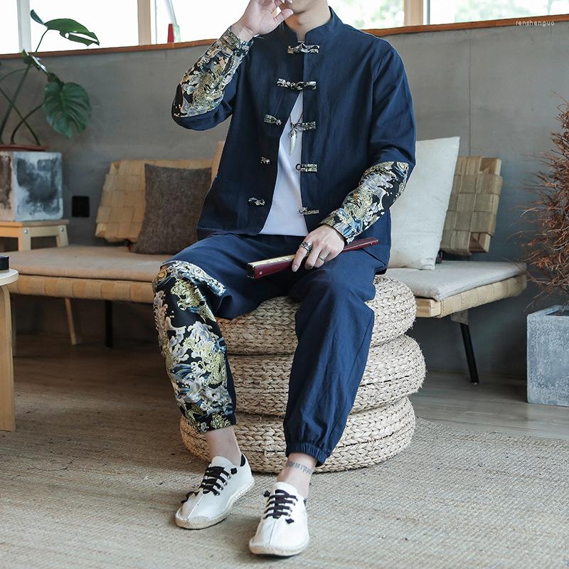 Ethnic Clothing Retro Tang Suit Chinese Style Cotton Linen Patchwork Plus Size 4XL 5XL Printed Hanfu Men Print Clothes Coat Pants
Ethnic Clothing Retro Tang Suit Chinese Style Cotton Linen Patchwork Plus Size 4XL 5XL Printed Hanfu Men Print Clothes Coat Pants
