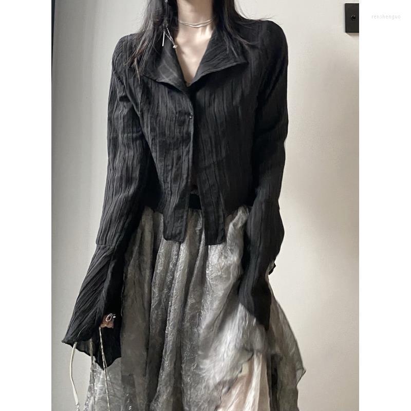 Women' Blouses Women Autumn Spring Fairy Streetewar Shirt Tops Ladies Solid Color Long Sleeve Button-Down Blouse With Irregular Cut /M/L, Black
Women' Blouses Women Autumn Spring Fairy Streetewar Shirt Tops Ladies Solid Color Long Sleeve Button-Down Blouse With Irregular Cut /M/L, Black