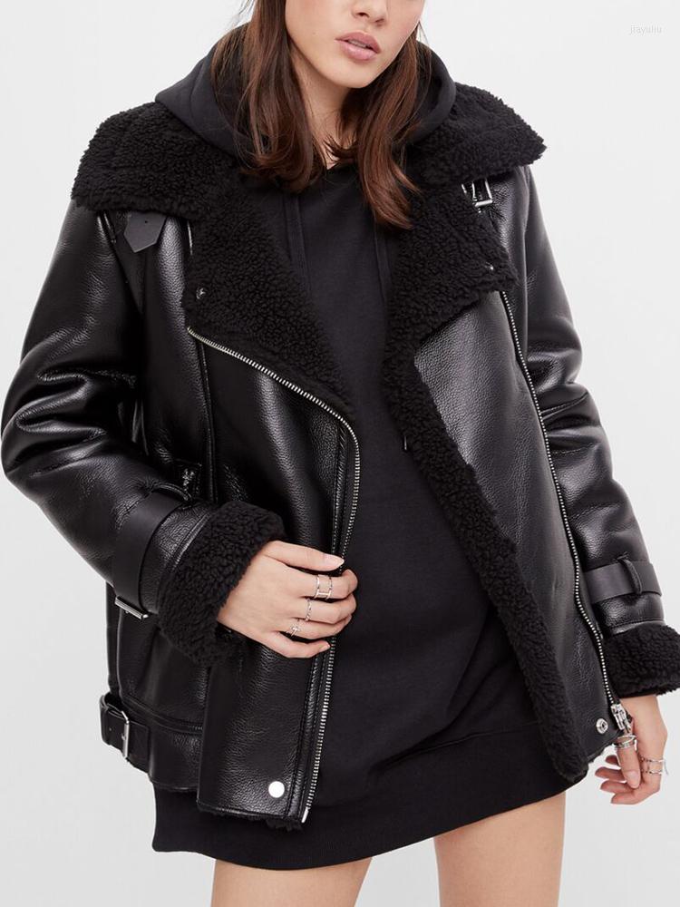 Women' Leather Autumn Winter Women Faux Lamb Short Jacket Moto Biker Thick Warm Fur Coat Sheepskin Female High Street Outwear, Black
Women' Leather Autumn Winter Women Faux Lamb Short Jacket Moto Biker Thick Warm Fur Coat Sheepskin Female High Street Outwear, Black