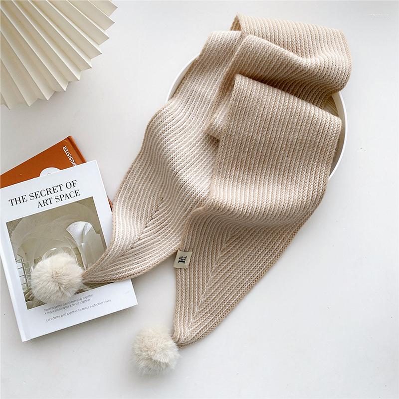Scarves Pompom Striped Scarf Small Skinny Neckerchief With Fur Ball Wool Knitting Warm Cashmere Long Foulard
Scarves Pompom Striped Scarf Small Skinny Neckerchief With Fur Ball Wool Knitting Warm Cashmere Long Foulard