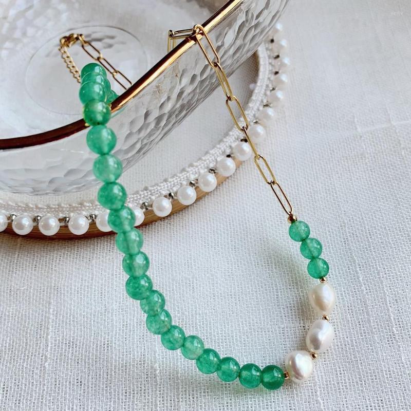 Choker Baroque Natural Freshwater Pearl Necklaces Stainless Steel Chain Healing Green Aventurine Crystal Necklace Women Elegant Jewelry
Choker Baroque Natural Freshwater Pearl Necklaces Stainless Steel Chain Healing Green Aventurine Crystal Necklace Women Elegant Jewelry