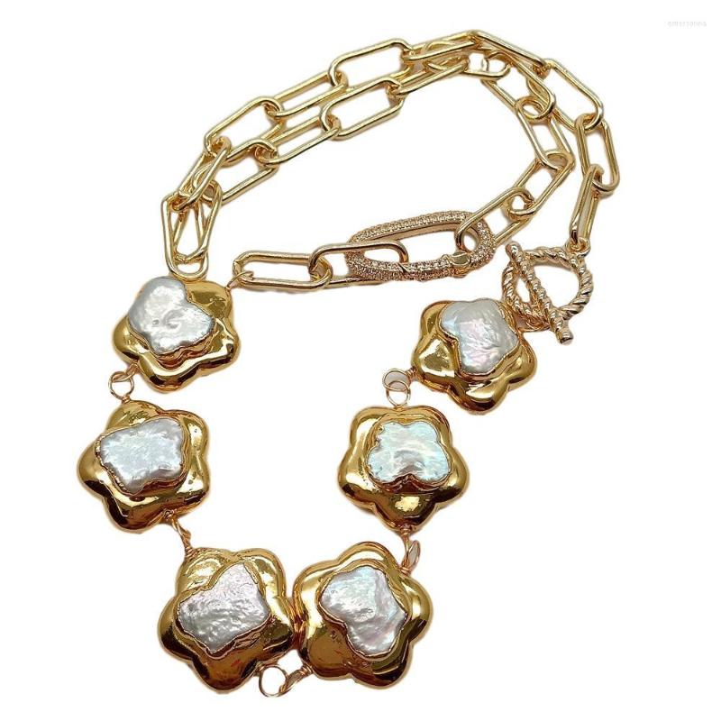 Chains KKGEM CZ Pave Clasp Punk Natural 20mm Cultured White Keshi Flower Pearl Gold Color Link Chain Choker Necklace 20"
Chains KKGEM CZ Pave Clasp Punk Natural 20mm Cultured White Keshi Flower Pearl Gold Color Link Chain Choker Necklace 20"
