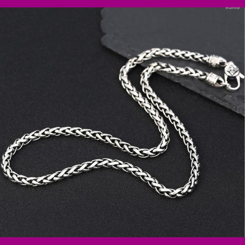 Chains Jade Angle 925 Sterling Silver Necklace Six Words Vajra 5MM Wheat Chain Mens Gift Thai Long Jewelry For Men
Chains Jade Angle 925 Sterling Silver Necklace Six Words Vajra 5MM Wheat Chain Mens Gift Thai Long Jewelry For Men