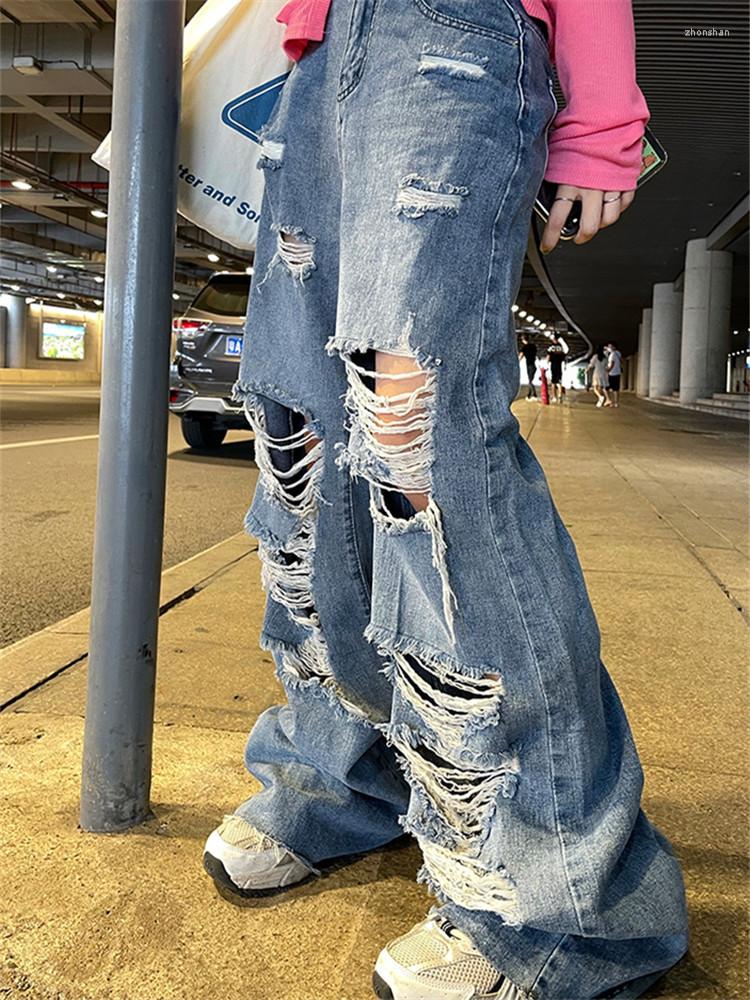 Women' Jeans Femme Women Spring Autumn Ripped High Waist Loose Button Zipper Fashion Street Trousers Female Pants ZM034, Blue
Women' Jeans Femme Women Spring Autumn Ripped High Waist Loose Button Zipper Fashion Street Trousers Female Pants ZM034, Blue