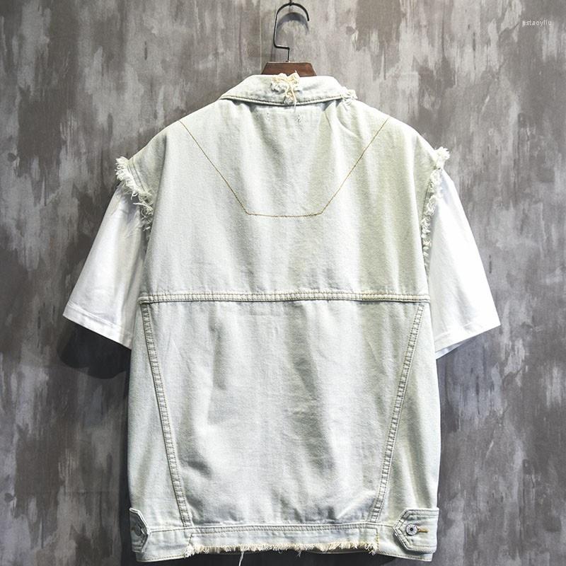 Men' Vests Men Streetwear Casual Denim Vest Japanese Vintage Loose Hole Ripped Summer Thin Sleeveless Jacket Mens Harajuku Waistcoat, Picture shown
Men' Vests Men Streetwear Casual Denim Vest Japanese Vintage Loose Hole Ripped Summer Thin Sleeveless Jacket Mens Harajuku Waistcoat, Picture shown