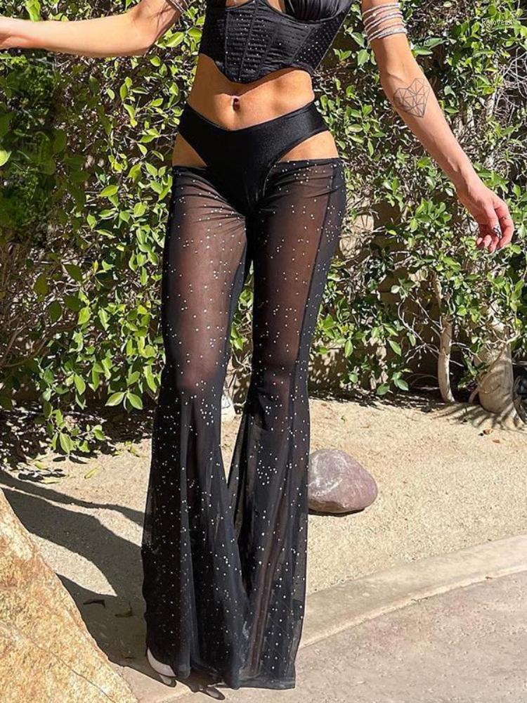 Women' Pants Sexy Cut Out Glitter Mesh Sheer Black High Waist Flare Women 2022 Y2k See Through Street Trousers Streetwear Outfits
Women' Pants Sexy Cut Out Glitter Mesh Sheer Black High Waist Flare Women 2022 Y2k See Through Street Trousers Streetwear Outfits
