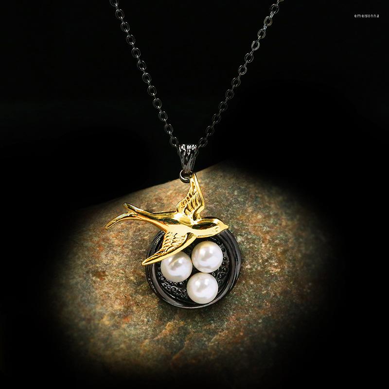 Chains CHARLINLIOL Original Design Sparrow Bird Silver Color Pearls Pendant Necklace For Women Vintage Black Gold Short Chain Necklaces
Chains CHARLINLIOL Original Design Sparrow Bird Silver Color Pearls Pendant Necklace For Women Vintage Black Gold Short Chain Necklaces
