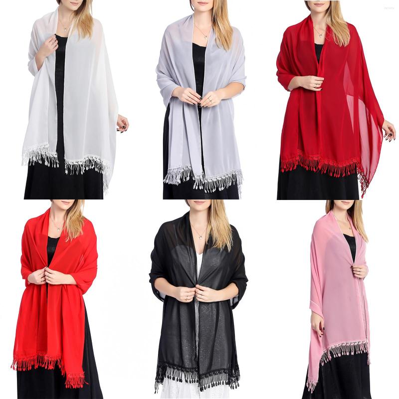 Scarves Womens Chiffon Shawls Solid Color Cape With Exquisite Lace Fringe Wedding Cheongsam Party Dress Accessory
Scarves Womens Chiffon Shawls Solid Color Cape With Exquisite Lace Fringe Wedding Cheongsam Party Dress Accessory