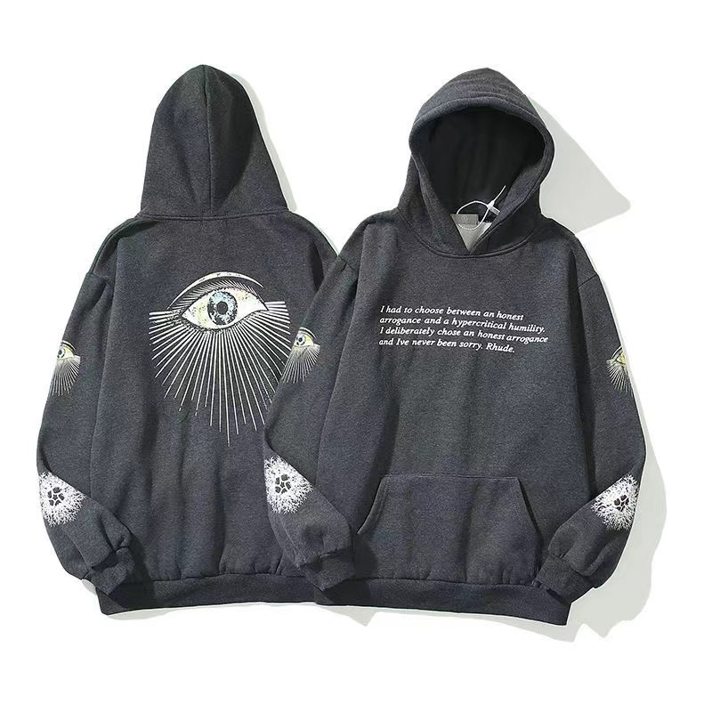 21AW Distressed Europe Rhude mens hoodie the United States High Street Hand painted Eye of Prophecy Printed Washed men and womens Black Sweater Loose Hoodies
21AW Distressed Europe Rhude mens hoodie the United States High Street Hand painted Eye of Prophecy Printed Washed men and womens Black Sweater Loose Hoodies