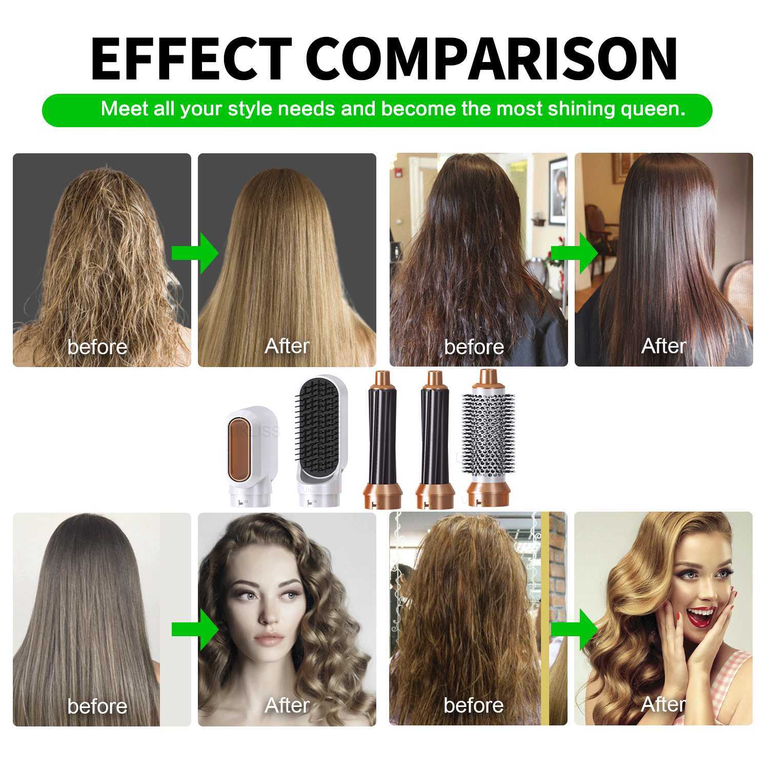 Hair Curlers Straighteners Dryer Brush 5 In 1 Blower Air Styler Comb One Step Electric Blowing Auto Curling Iron W221101