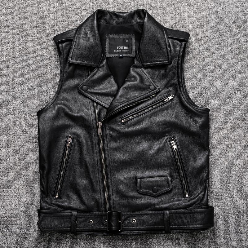 Men' Vests Spring Classical Motorcycle Oblique Zipper Sleeveless Jacket Cow Leather Slim Short Biker Vest Male Cowhide Punk Waistcoats, Black
Men' Vests Spring Classical Motorcycle Oblique Zipper Sleeveless Jacket Cow Leather Slim Short Biker Vest Male Cowhide Punk Waistcoats, Black